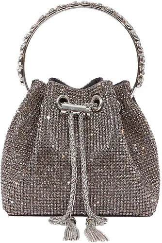DJBM Bolso de mano con diamantes completos para mujer, bolso de mano con diamantes de imitación, bolso de mano para mujer, fiesta, graduación,