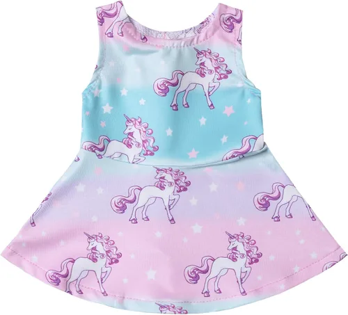 Miniatura 68 de Perfashion Vestidos a juego para niñas y muñecas sin mangas/manga larga, acampanados, faldas de fiesta de unicornio