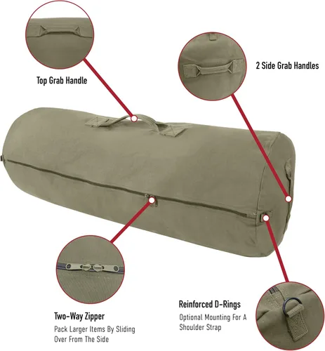 Miniatura 2 de Rothco Bolsa de lona con cremallera lateral Almacenamiento de equipo de camping al aire libre resistente