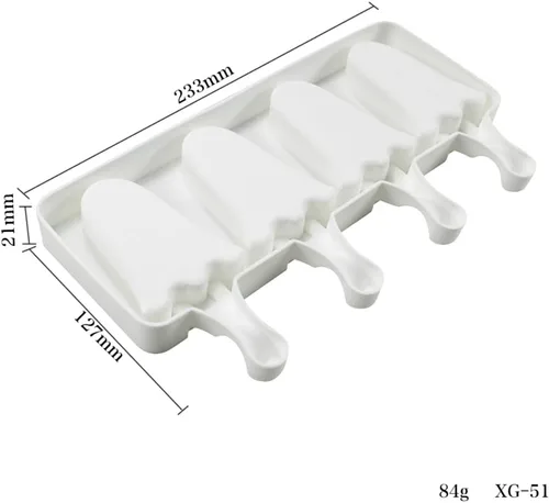 Miniatura 4 de Molde de silicona para paletas – Máquina de helados suave y lisa (2 piezas, blanco)