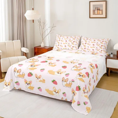 Miniatura 13 de Feelyou Juego de sábanas con diseño de arcoíris a rayas coloridas, multicolor, sábana bajera ajustable estilo de dibujos animados para niños
