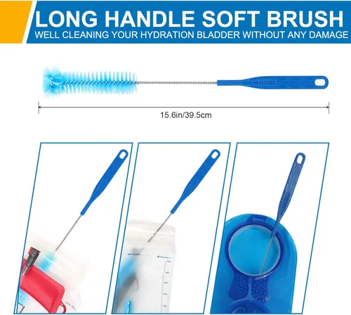 Miniatura 2 de TAGVO Hydration Bladder Cleaning Kit, 6 in 1 Water Bladder Cleaner Set - 3 Brushes, Collapsible Hanger, 12 Cleaning Tablets & Carry Pouch, Water