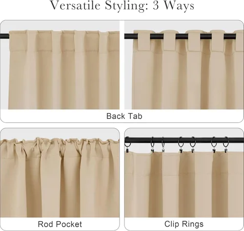 Miniatura 5 de PONY DANCE Cortinas cortas con aislamiento térmico para ventana pequeña, para guardería, baño, cocina, lavandería, caravana, sótano, 29 pulgadas