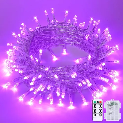 Miniatura 11 de JMEXSUSS Luces de Navidad multicolor que funcionan con pilas con 8 modos de control remoto, impermeables, 33 pies, 100 luces LED de Navidad