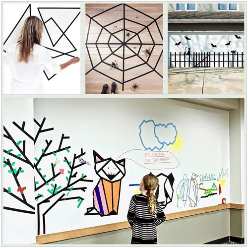 Miniatura 4 de Cinta de Pintor Negra, 1" x 60 Yardas x 10 Rollos (600 Yardas en Total) - Cinta de Enmascarar de Adhesión Media para Pintura, Etiquetado, Negro