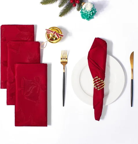 Miniatura 11 de Softalker: Mantel de Navidad de jacquard, mantel rectangular vintage de damasco de invierno, mantel impermeable de poliéster con copo de nieve