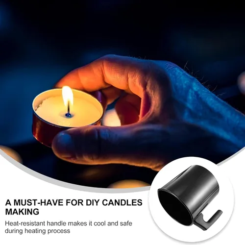 Miniatura 3 de Healifty Olla para hacer velas de 41 onzas, jarra de cera de acero inoxidable para velas, chocolate, jabón (negro)