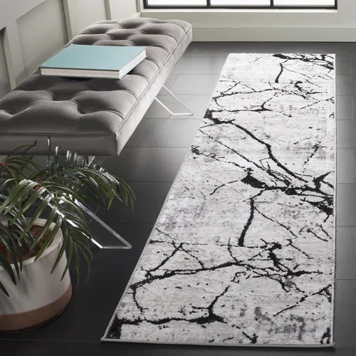 Miniatura 20 de SAFAVIEH Amelia Collection - Alfombra decorativa de 2 x 4 pies, gris y negro, diseño abstracto moderno, no desprende pelusa y de fácil cuidado