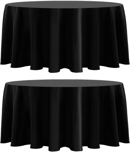 Miniatura 18 de Paquete de 2 manteles redondos de 90 pulgadas, manteles lavables de poliéster de lino decorativo para la mesa del comedor, banquetes, fiestas