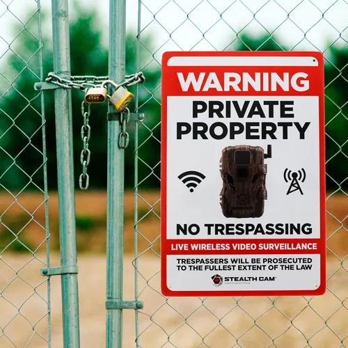 Miniatura 4 de STEALTH CAM Alerta de seguridad al aire libre de estaño de 8 x 12 pulgadas, advertencia de propiedad privada sin intrusión de locales bajo señal