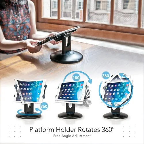 Miniatura 3 de EHO Soporte para iPad, soporte giratorio de 360°, quiosco de venta al por menor, adaptador universal de 6 a 13 pulgadas (pantalla) para iPad, Blanco