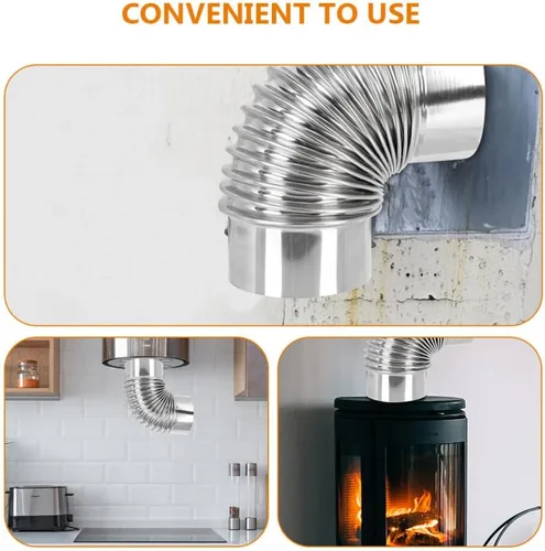 Miniatura 9 de Ciieeo Tubo de chimenea de acero inoxidable con ventilación de escape para codo de estufa de leña