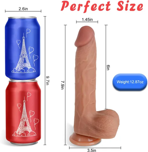 Miniatura 2 de Consoladore de silicona realista de 7.9" con copa de succión fuerte para manos libres, juguetes sexuales flexibles y realistas, juguetes sexuales