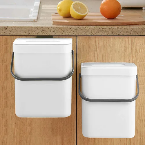 LALASTAR Contenedor de Compost para Cocina Interior Sellado, Pequeño Cubo de Basura Colgante con Tapa Debajo del Fregadero para Cocina, Contenedor