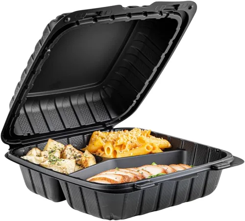 Miniatura 20 de Restaurantware Thermo Tek - Recipientes para llevar rellenos de minerales de 6 x 6 x 3 pulgadas, 100 recipientes duraderos para llevar, contenedores