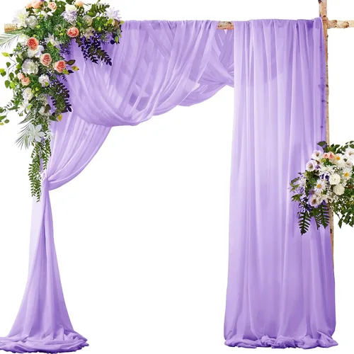 Miniatura 10 de SiinvdaBZX 2 Paneles Tela Drapeada de Arco de Boda 30" x 240" de Poliéster de Gasa Negra para Múltiples Ocasiones