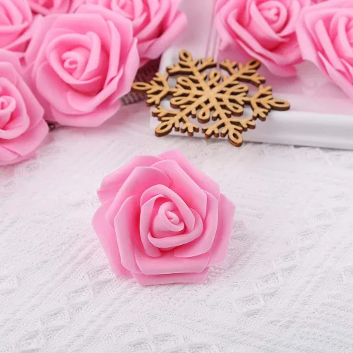 Miniatura 3 de IPOPU 100 unidades de rosas artificiales de aspecto real, rosas falsas de color rosa bebé, rosas de espuma rubor para centros de mesa de boda, Rosa