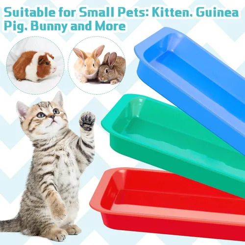 Miniatura 2 de Tessco for you 3 cajas de arena para gatitos, caja de arena abierta para gatos, de plástico impermeable, bandeja para conejos, inodoro de viaje