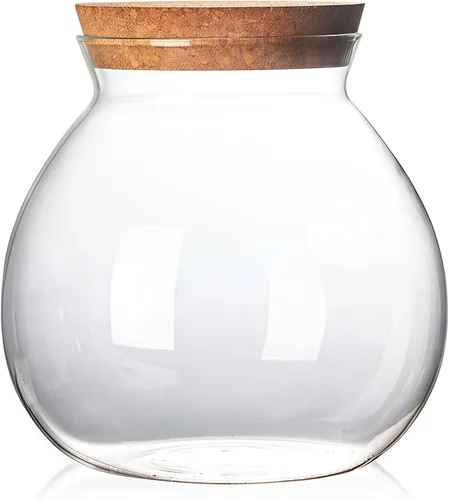 1 botella vacía transparente de vidrio de borosilicato alto con tapa de corcho, recargable de gran capacidad, frascos sellados, frascos, dispensador