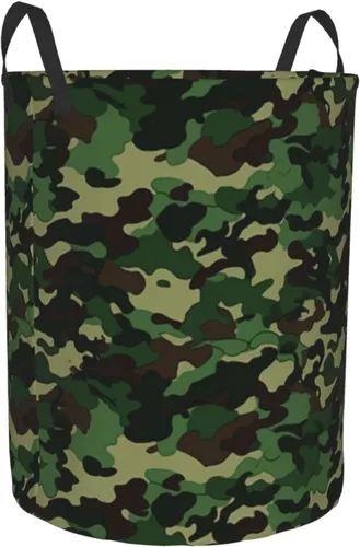Miniatura 2 de Aniaml Camouflage Green print Circular Hamper Waterproof Storage Bin Organizer Basket Laundry Hamper With Handles For Clothes Toys Small