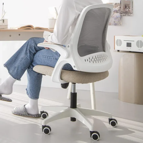 Miniatura 9 de NEO CHAIR Silla de escritorio para oficina, computadora, gaming, ergonómica con soporte lumbar, altura ajustable, ruedas giratorias, brazos Beige
