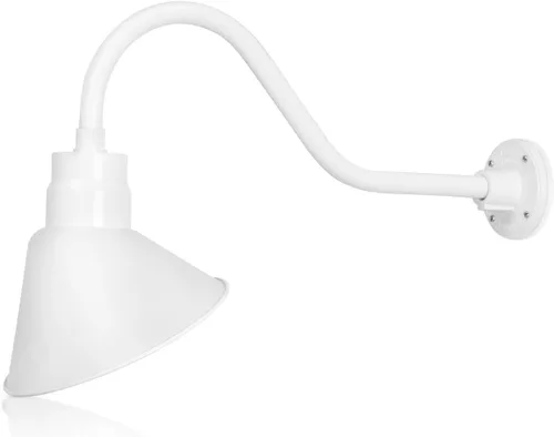 Miniatura 28 de Lámpara de señal de cuello de cisne con pantalla angular negra satinada de 10 pulgadas con brazo de extensión largo de 22 pulgadas, aplique de pared