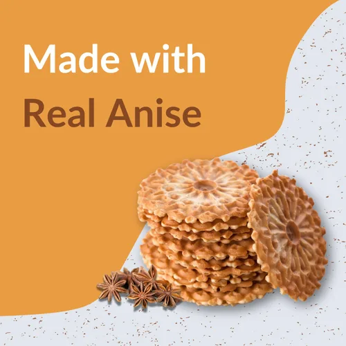 Miniatura 5 de DeLallo Galletas de anís Pizzelle (paquete de 2) galletas de anís con textura ligera de gofre, sabor dulce de regaliz, auténticas galletas horneadas