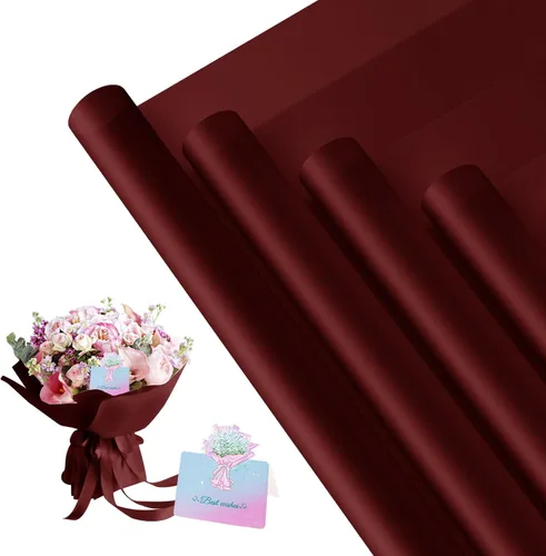 Miniatura 15 de REAXYZNN 20 hojas de papel de regalo de flores, papel de regalo floral impermeable con tarjetas para manualidades de bricolaje, suministros de Blanco