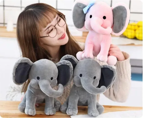 Miniatura 6 de NatureMan Animales de peluche de elefante, peluches kawaii, juguetes de peluche para bebés, niños y niñas, ideal para guardería, decoración de gris
