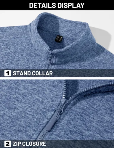 Miniatura 4 de TACVASEN Chaquetas de forro polar para hombre, chaqueta ligera con cremallera completa, abrigos casuales suaves y cálidos con bolsillos