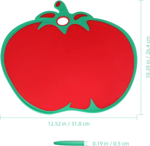 Miniatura 5 de Kichvoe Tabla de cortar con forma de tomate – Tabla de cortar alimentos de cocina de plástico para verduras, frutas, queso, carne Tapete de corte