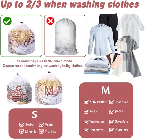 Miniatura 6 de 2 bolsas de malla para ropa sucia para calcetines, lavables a máquina, con diseño de cordón, bolsas de malla para lavado de ropa sucia con cordón