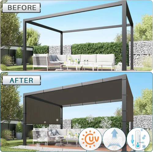 Miniatura 5 de Coarbor Toldo de repuesto para pérgola para exteriores, 8 x 12 pies, pantalla de privacidad con ojales, varillas de peso para patio, terraza, patio