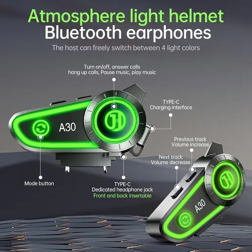 Miniatura 6 de Auriculares Bluetooth para Motocicleta con Cancelación de Ruido, Casco Bluetooth con Bluetooth 5.3 Integrado y Adecuado para la Mayoría de Cascos