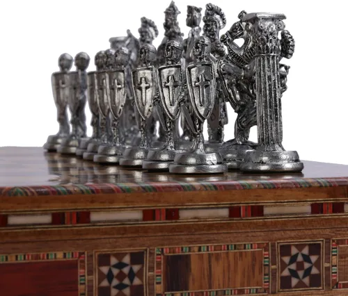 Miniatura 4 de (Solo 32 piezas) Medieval Ejército Británico Antiguo Cobre Metal Piezas de ajedrez hechas a mano (sin tablero)