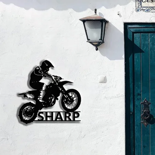 Miniatura 6 de Letrero de metal personalizado para motocicleta, arte de pared de metal para motocicleta, letreros de nombre de motociclista personalizados