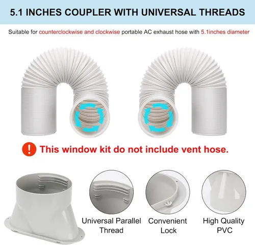Miniatura 3 de Kit de ventana de aire acondicionado portátil, placa de kit de ventilación de ventana deslizante vertical/horizontal ajustable para unidad de AC