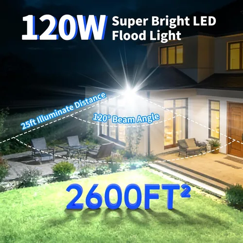 Miniatura 2 de Luces de inundación de 120 W para exteriores, luz de seguridad LED más brillante de 14400 lm con enchufe, impermeable IP66, reflector de luz diurna
