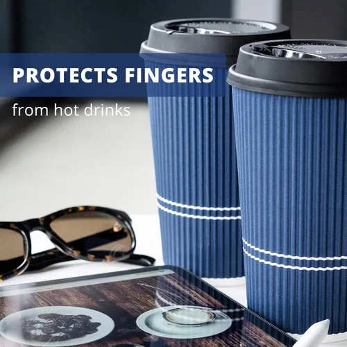 Miniatura 6 de Tazas de café desechables con tapas, taza de café de 16 onzas (70 juegos). Tazas de viaje grandes que mantienen la forma con bebidas frías y Azul