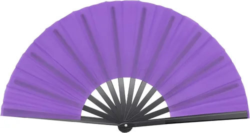 Miniatura 10 de Quacc Ventilador de mano plegable grande de 13 pulgadas, tela de nailon vintage, retro, gran abanico para baile de línea, festival chino de Kung Fu