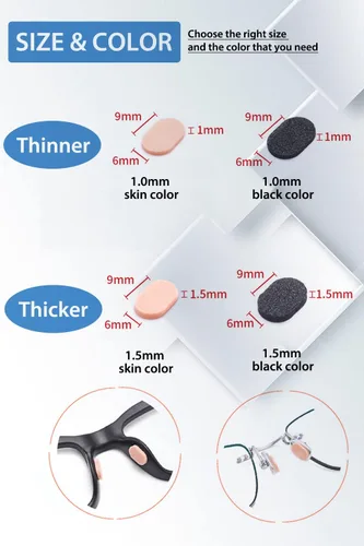 Miniatura 3 de OPUGIT Almohadillas de nariz de espuma suave, antideslizantes, 16 pares para anteojos, lentes de sol, 0.039 pulgadas, color de piel Color Piel
