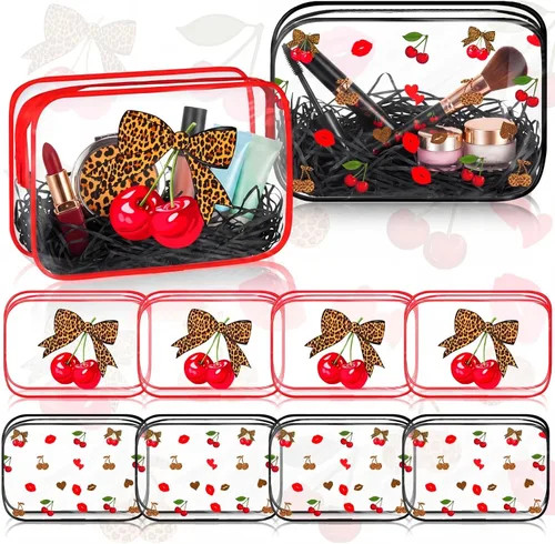 Miniatura 12 de Kacctyen 10 bolsas de maquillaje con lazo negro, regalos a granel para niñas y mujeres, regalos de fiesta de cumpleaños, coqueta, lazo pastel