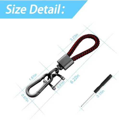 Miniatura 2 de Llavero de llaves de coche con bellota y trenzado en paracord, llavero de cuero trenzado grueso para hombres y mujeres, adecuado para todos los Negro
