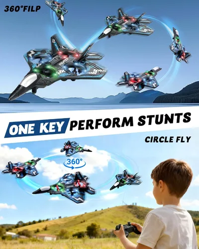 Miniatura 3 de Drones para niños con forma de avión a control remoto, avión de control remoto, aviones para niños y niñas, drones helicópteros con luces LED