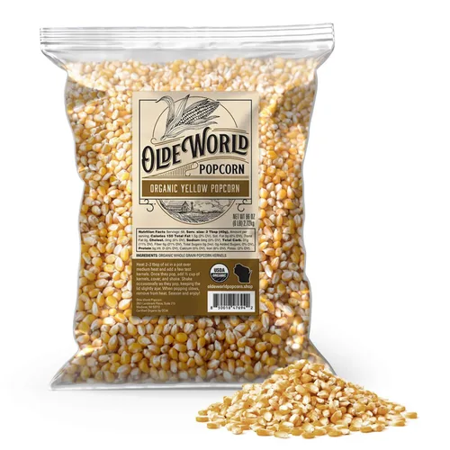 Miniatura 10 de Granos de palomitas de maíz blancos orgánicos de 6 libras, sin OMG, sin sodio, sin pesticidas, sin sal, a base de plantas, sin azúcar, palomitas