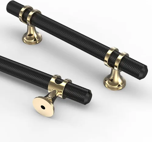 Miniatura 18 de Asidrama - Paquete de 10 manijas para gabinete de cocina de 3 pulgadas (76mm) de color negro mate y bronce champán, tiradores para gabinete