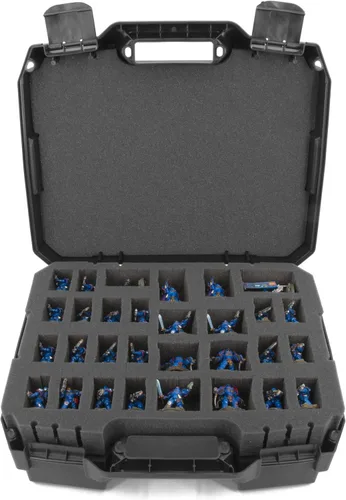 Miniatura 10 de CASEMATIX Estuche rígido de almacenamiento en miniatura, funda de espuma personalizable de doble capa para miniaturas, unidades grandes y vehículos