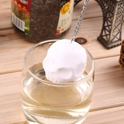 Miniatura 2 de Colador de té de calavera, colador de té, té de hojas sueltas más pronunciado, lindo infusor de té con forma de calavera blanca de simulación