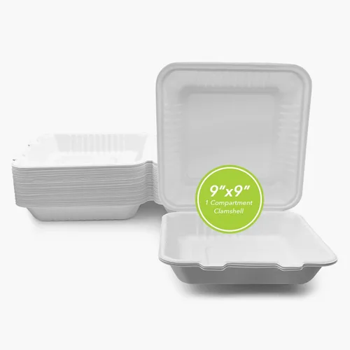 Miniatura 9 de three leaf Abrazadera de bagazo de 8 x 8 pulgadas, 1 compartimento, 50 unidades de alta resistencia, súper fuerte, natural, ecológica, desechable