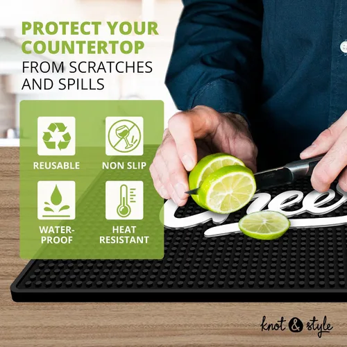 Miniatura 7 de Tapete Premium Cheers para Bar Casero - Tapetes de Goma Grandes de 18"x12" para Encimera - Tapete Antideslizante para Bartender - Tapete